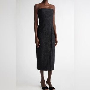 EMILIA WICKSTEAD Imara Strapless Column Dress In Black On Black Size: 2